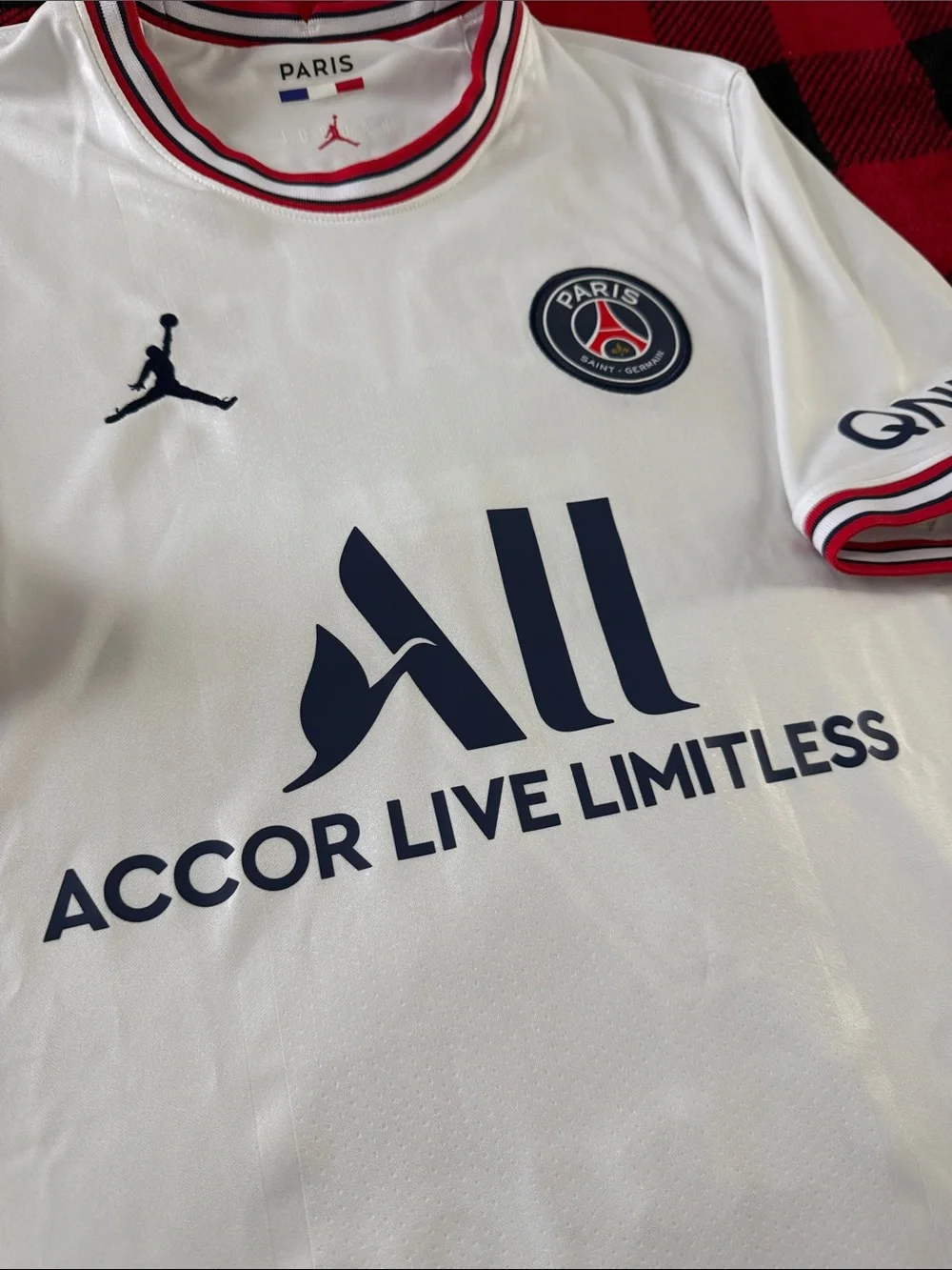 Paris Saint-Germain (PSG) #7 Kylian Mbappe 2021-22 Jordan Fourth Away Jersey